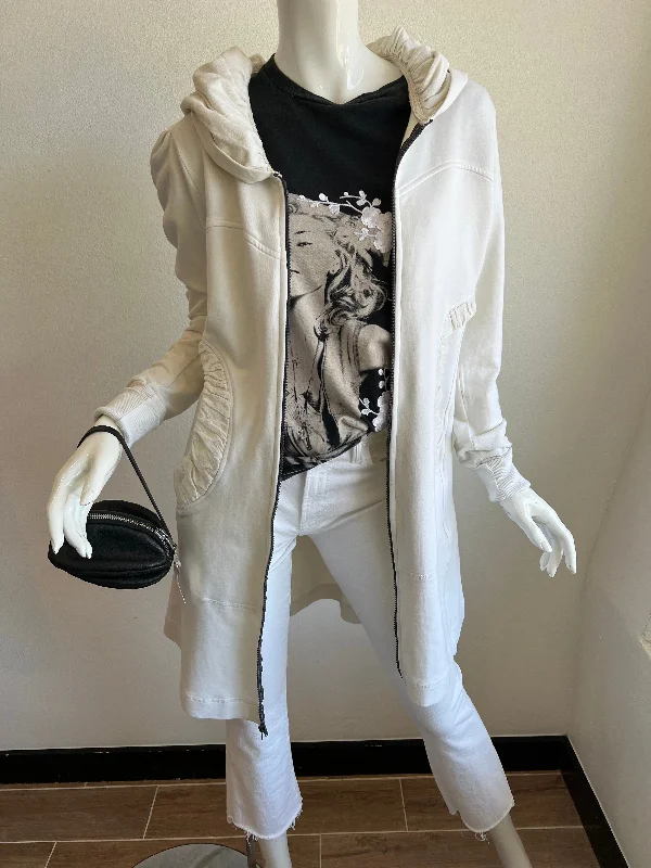 Color Me Cotton - Zip Front Long Hoodie - IvoryCotton Hoodies