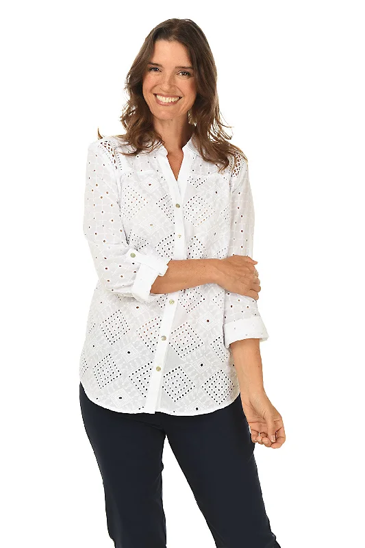 Petite Spring Breeze Diamond Eyelet Shirt