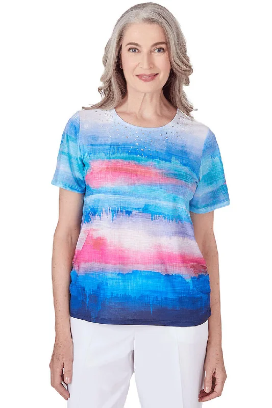 Paradise Island Watercolor Striped Tee