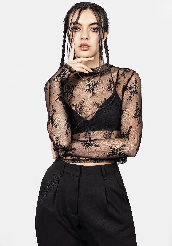 Eternal Lace Crop Long Sleeve Top