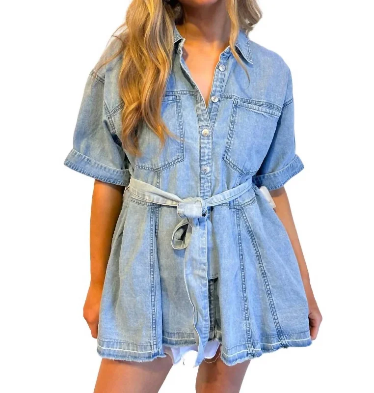 Jenny Denim Tunic In Light Blue