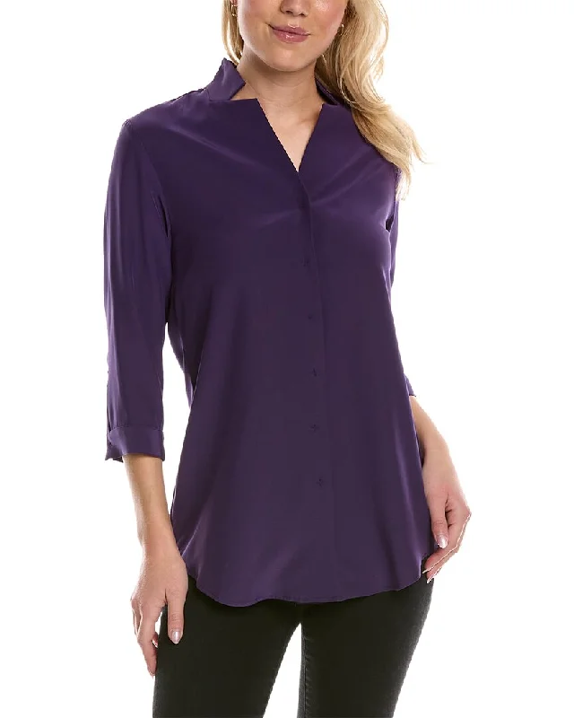 Leggiadro Inverted Notch Silk Tunic