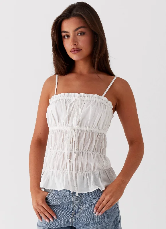 Novelle Ruched Top - White