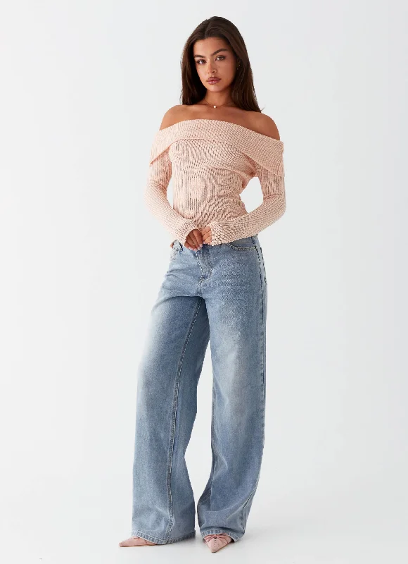 Rina Long Sleeve Knit Top - Blush