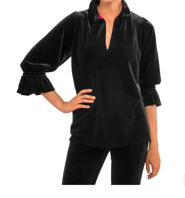 Ruffneck Tunic In Black Velvet