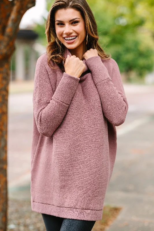 The Slouchy Chestnut Brown Mock Neck Tunic