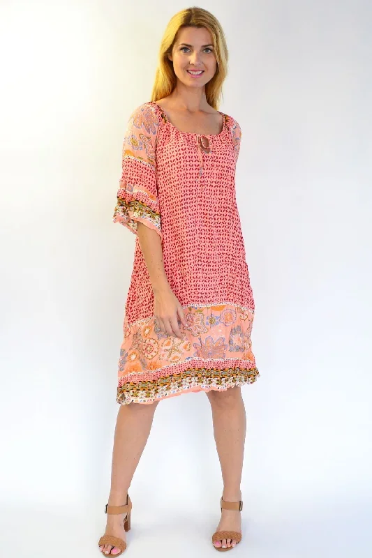 Apricot Star Fish Crinkle Tunic Dress