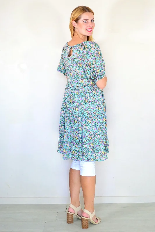 Aqua Flutter Tree Tunic Dress