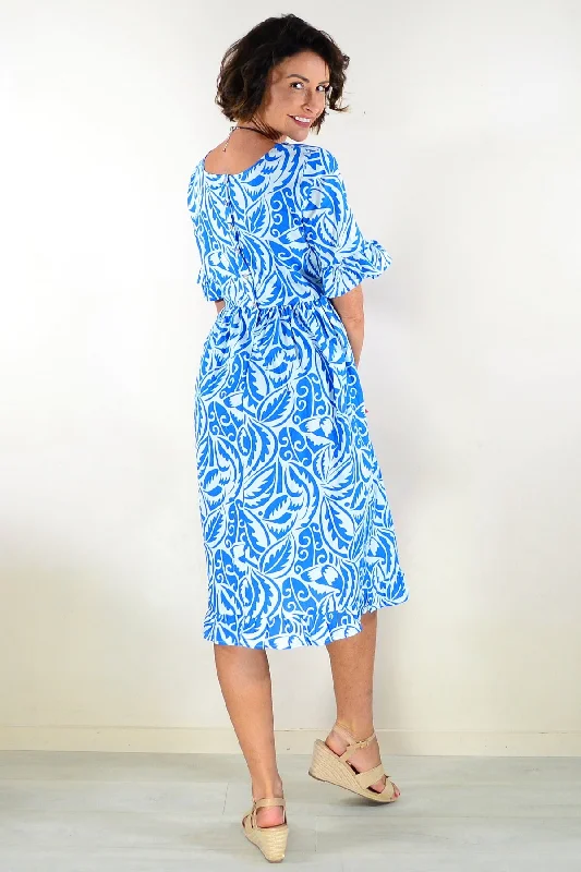 Aztec Print Frilled Sleeve Summer Dress