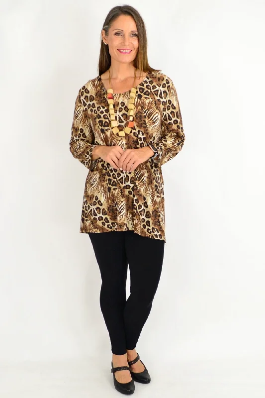 Brown cheetah Tunic