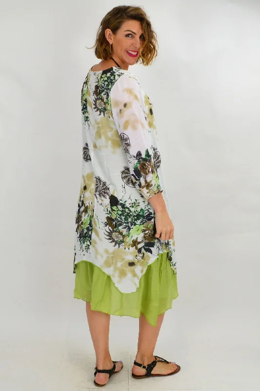 Green Paisley Layered Tunic Dress