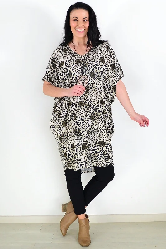 Laid Back Leopard Print Relaxed Tunic Dress