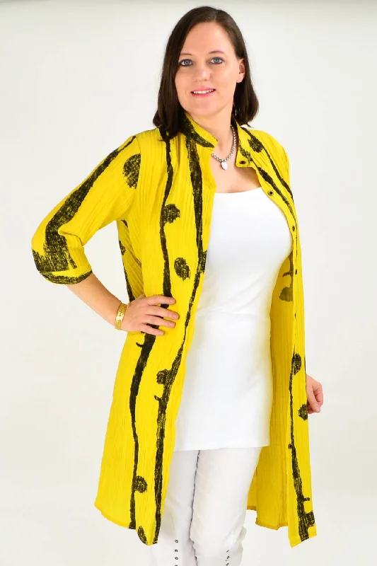 Mustard Button up Long Tunic Shirt