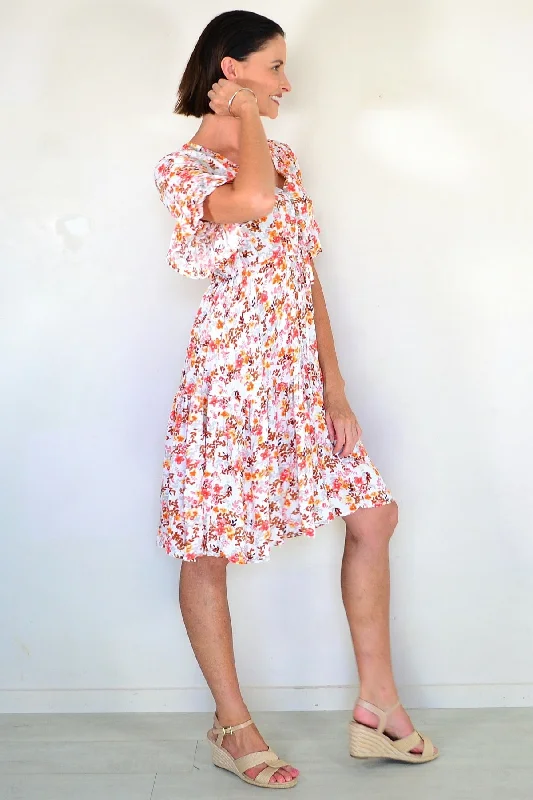 Orange Brown Floral Tunic Dress