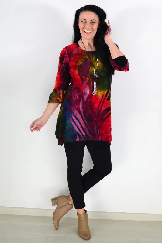 Red Forest Colourful Ladies Tunic Top