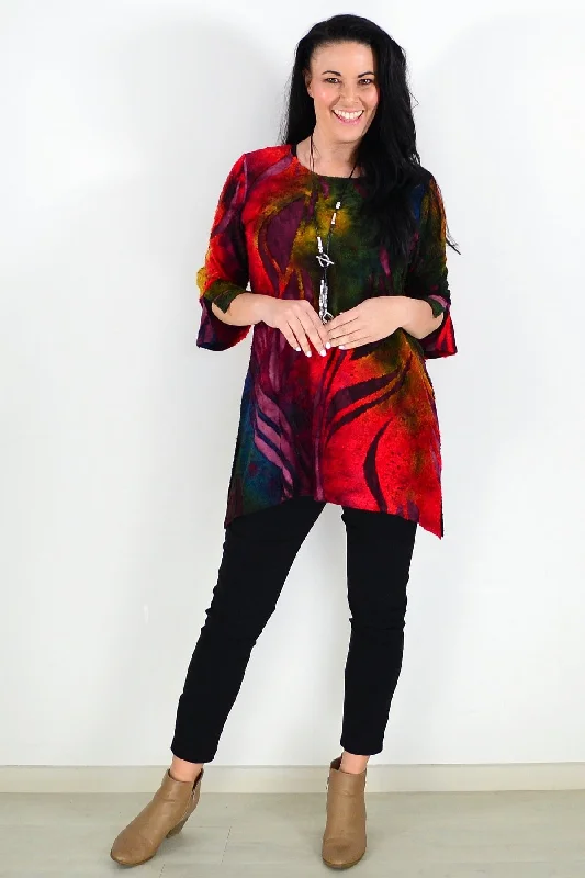 Red Forest Colourful Ladies Tunic Top