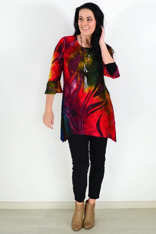 Red Forest Colourful Ladies Tunic Top