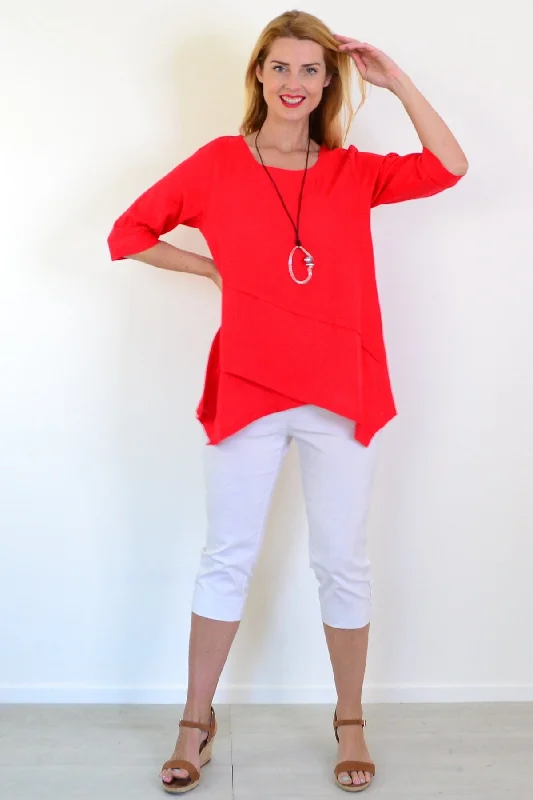 Candy Apple Layered Linen Blend Tunic Top