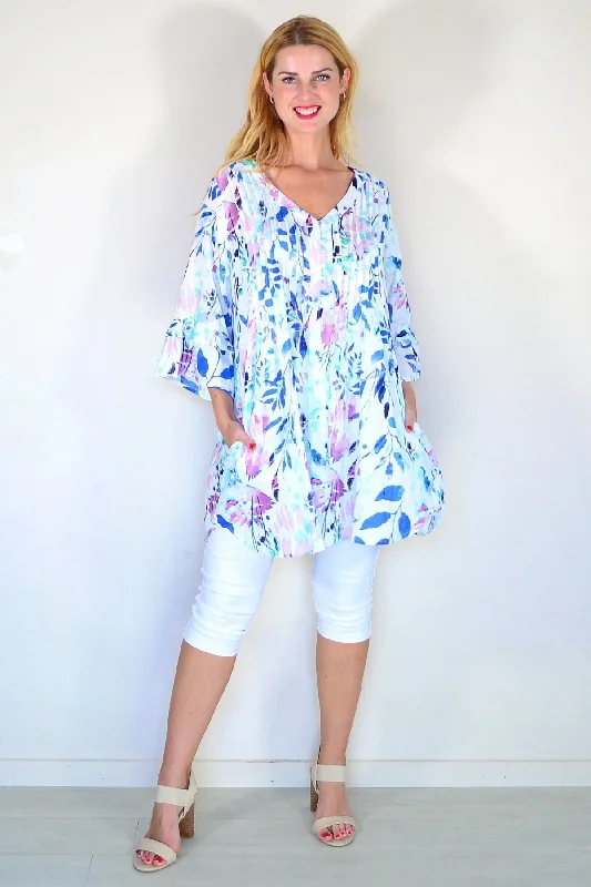 Tiffany Watercolour Pleats Tunic Top