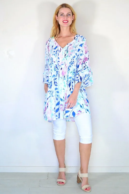 Tiffany Watercolour Pleats Tunic Top