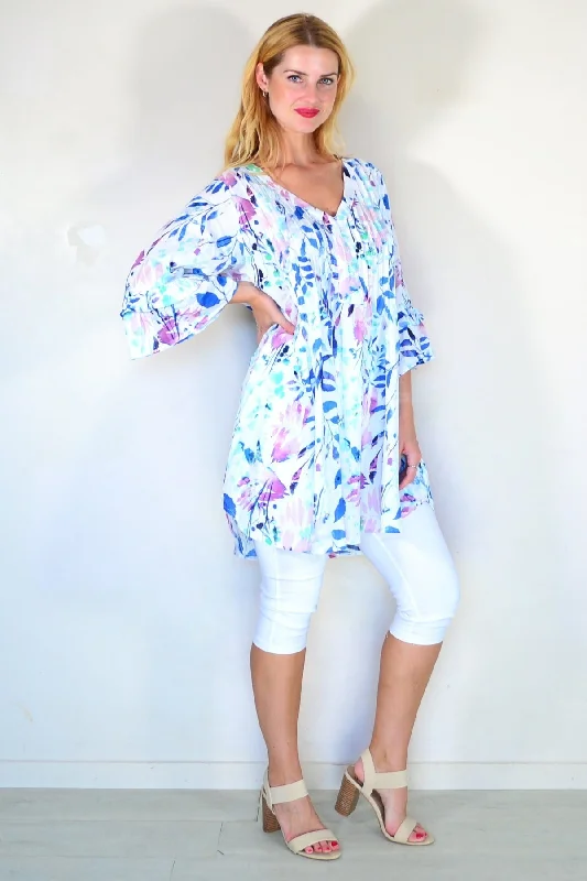 Tiffany Watercolour Pleats Tunic Top