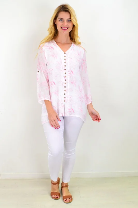 Weeping Willow Button Up Sleeve Tunic Blouse