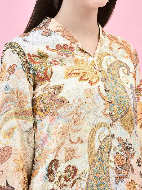 Women Liva (Rayon) Multicolor Paisley Print Tunic