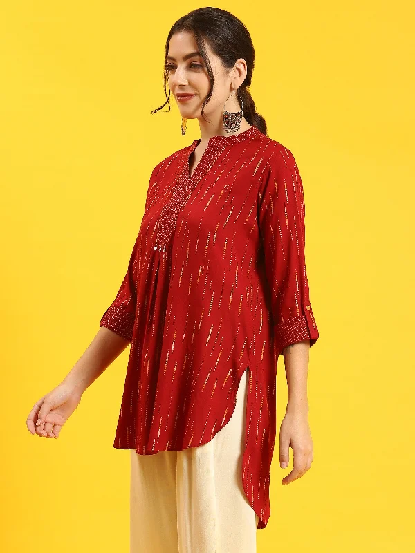 Women Maroon Printed Tunic