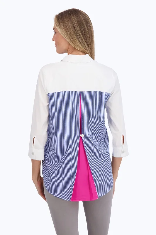 Kelly Stretch No Iron Colorblock Stripe Shirt