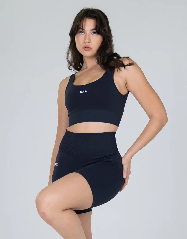 Premium Seamless V6 Low Back Crop- Vesper (Navy)