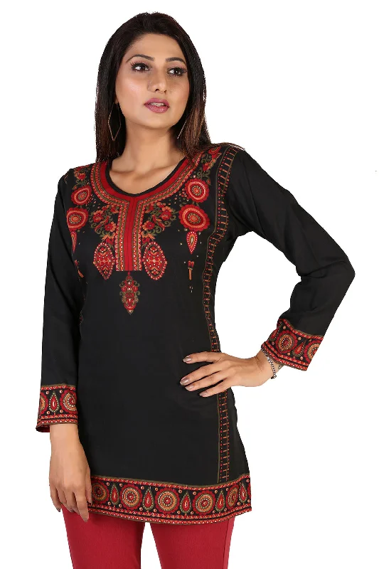 Stylish Black Printed Indian Kurti for Women - Trendy Kurtis Online