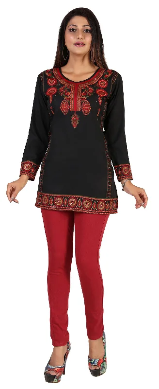 Stylish Black Printed Indian Kurti for Women - Trendy Kurtis Online