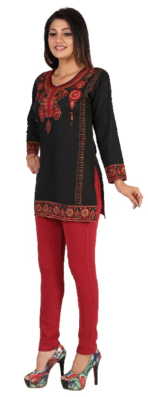 Stylish Black Printed Indian Kurti for Women - Trendy Kurtis Online