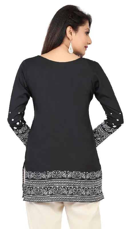 Stylish Black Printed Kurti Top for Women - Shop Trendy Kurtis Online