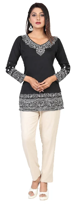 Stylish Black Printed Kurti Top for Women - Shop Trendy Kurtis Online