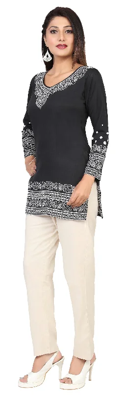 Stylish Black Printed Kurti Top for Women - Shop Trendy Kurtis Online