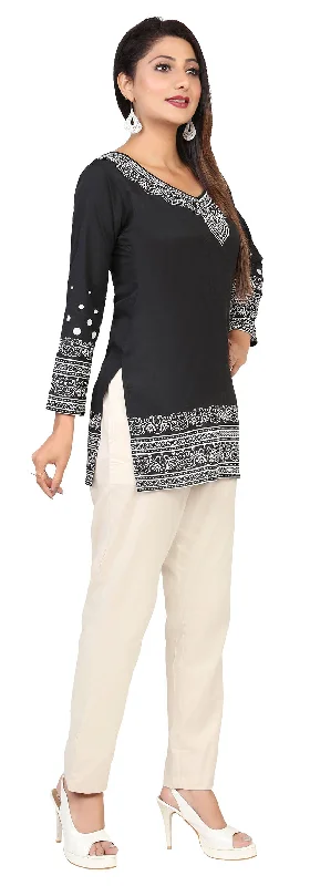 Stylish Black Printed Kurti Top for Women - Shop Trendy Kurtis Online