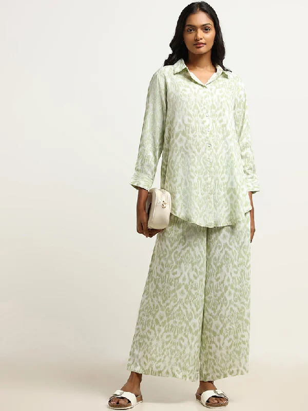 Utsa Green Ikat-Printed Tunic