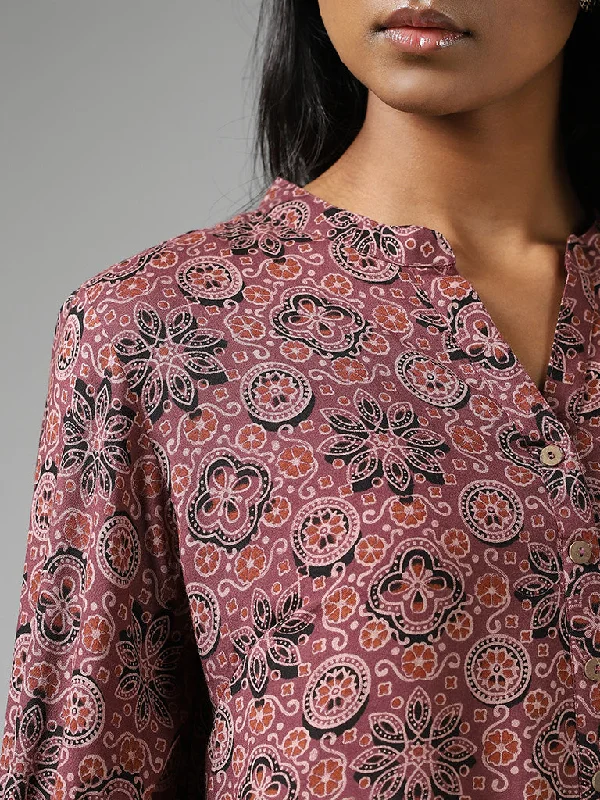 Utsa Magenta Floral Printed Kurti