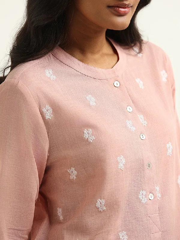 Utsa Peach Embroidered Kurti