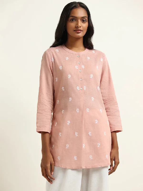 Utsa Peach Embroidered Kurti