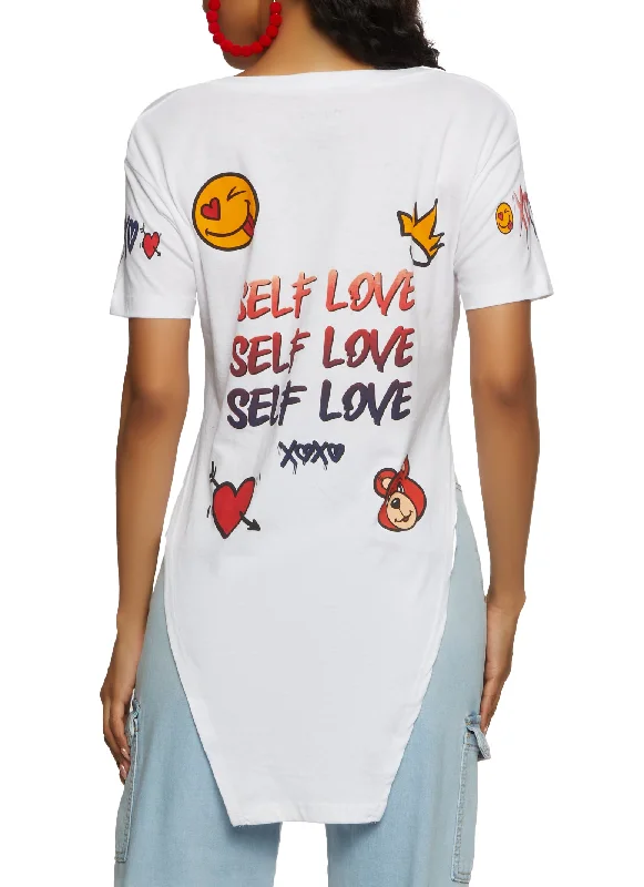 Self Love Graphic Knot Front Tee