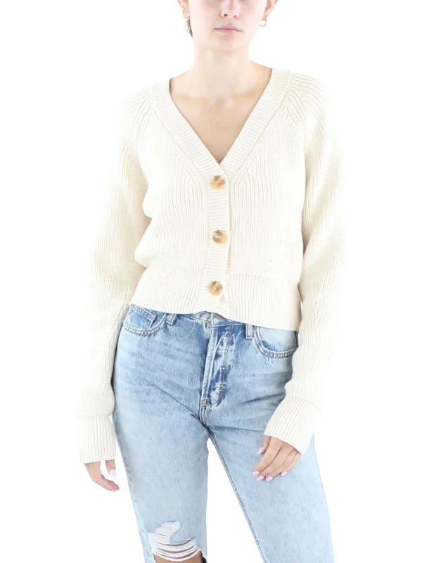 Womens Ribbed Knit Cardigan Sweater