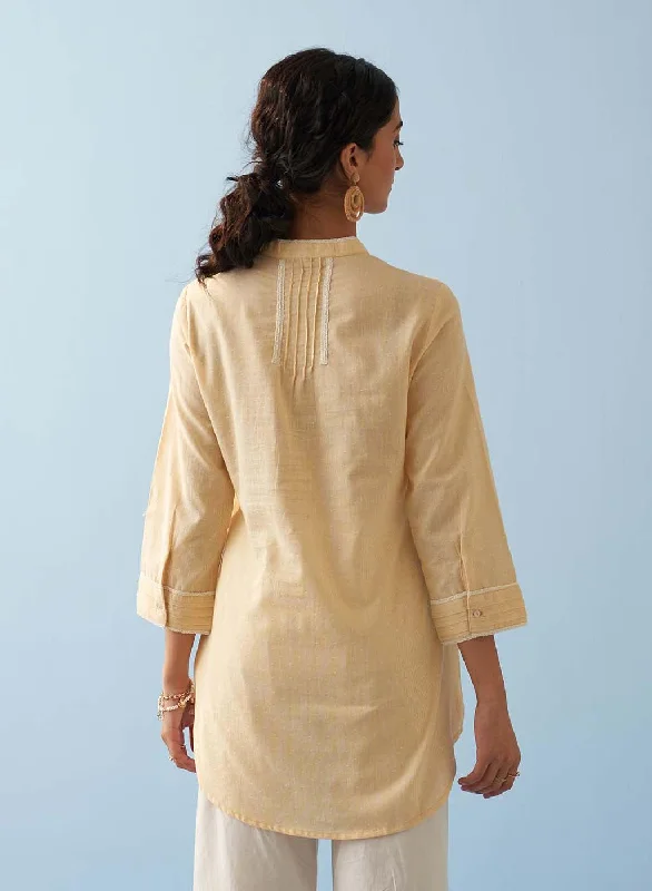 Yellow Embroidered Shirt with Lace Detailing