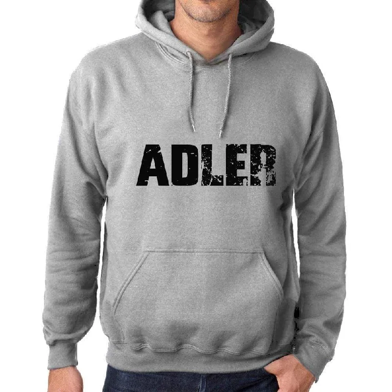 Unisex Printed Graphic Cotton Hoodie Popular Words ADLER Grey Marl