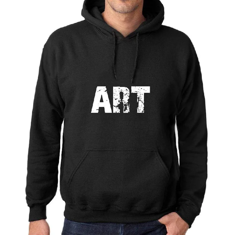 Men's Women's Unisex Printed Graphic Cotton Hoodie Soft Heavyweight Hooded Sweatshirt Pullover Popular Words ART Deep Black