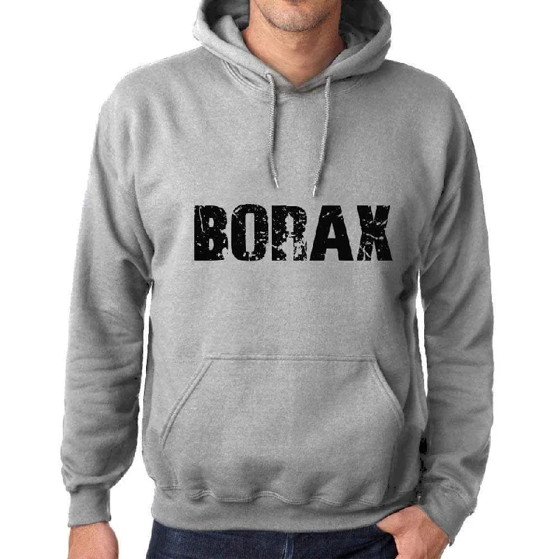 Unisex Printed Graphic Cotton Hoodie Popular Words BORAX Grey Marl