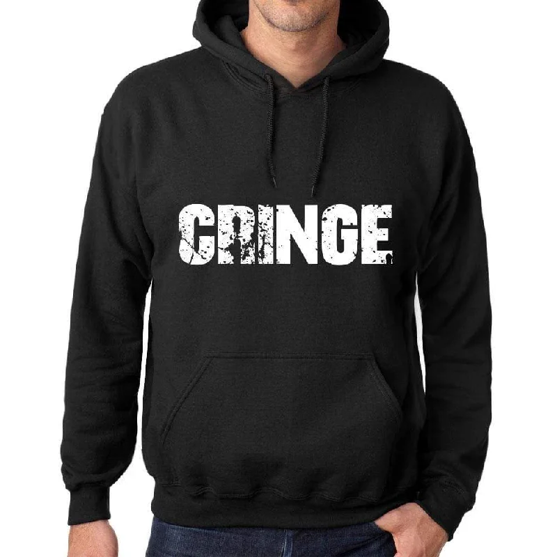 Men's Women's Unisex Printed Graphic Cotton Hoodie Soft Heavyweight Hooded Sweatshirt Pullover Popular Words CRINGE Deep Black