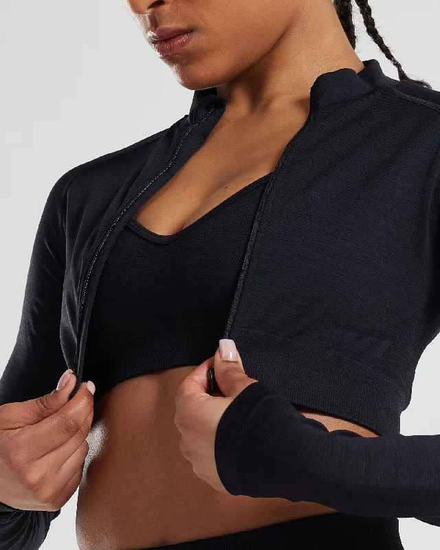 Define Seamless Crop Zip Jacket | Black