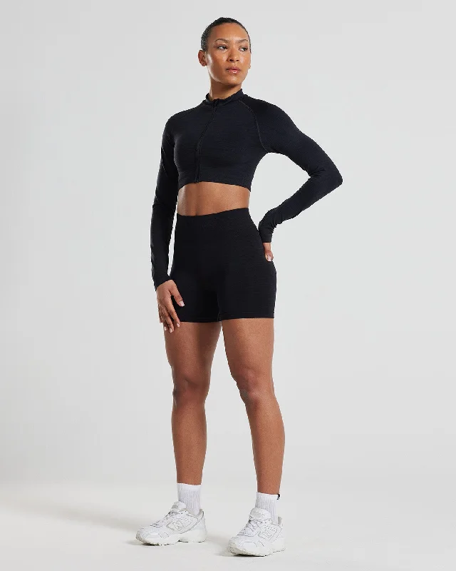 Define Seamless Crop Zip Jacket | Black